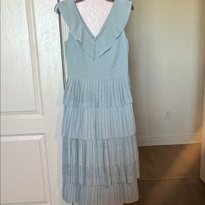 Banana Republic Blue Midi Sundress with V-Neck and Tiered Skirt